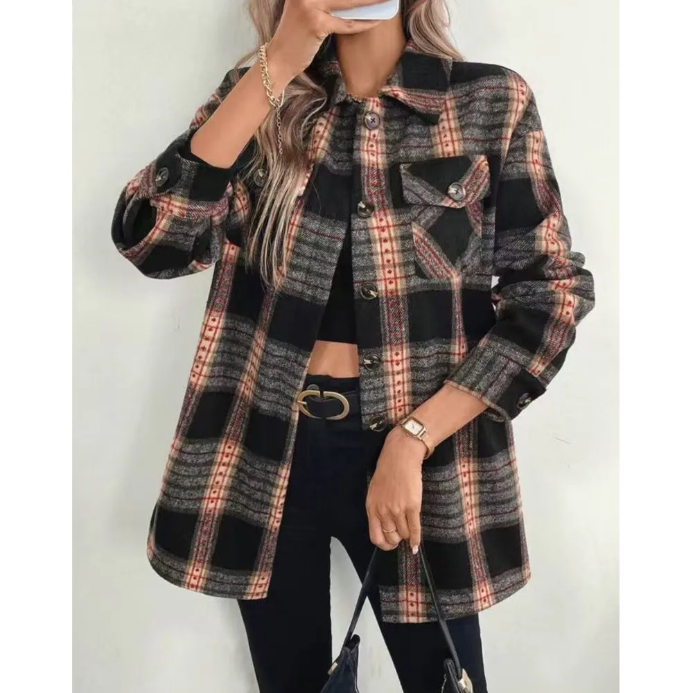 Autumn Winter Women's Fashion  - đánh giá và giá Flannel Shirt Lined