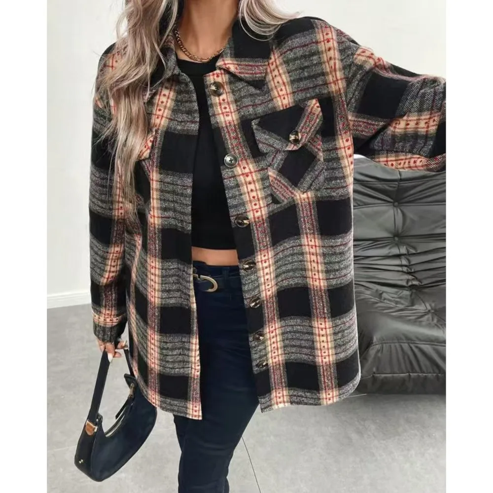 Autumn Winter Women's Fashion  - đánh giá và giá Flannel Shirt Lined